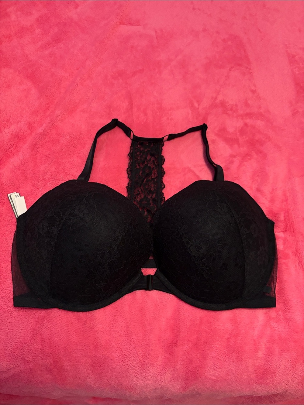 VS Black Mesh Lace Racerback Push-Up Bra - Women Intimates & Sleepwear